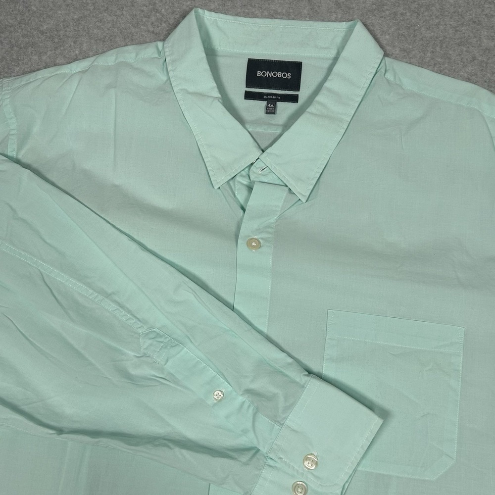 BONOBOS Standard Fit Long Sleeve Mint Green Button Shirt Sz 4XL Cotton Stretch